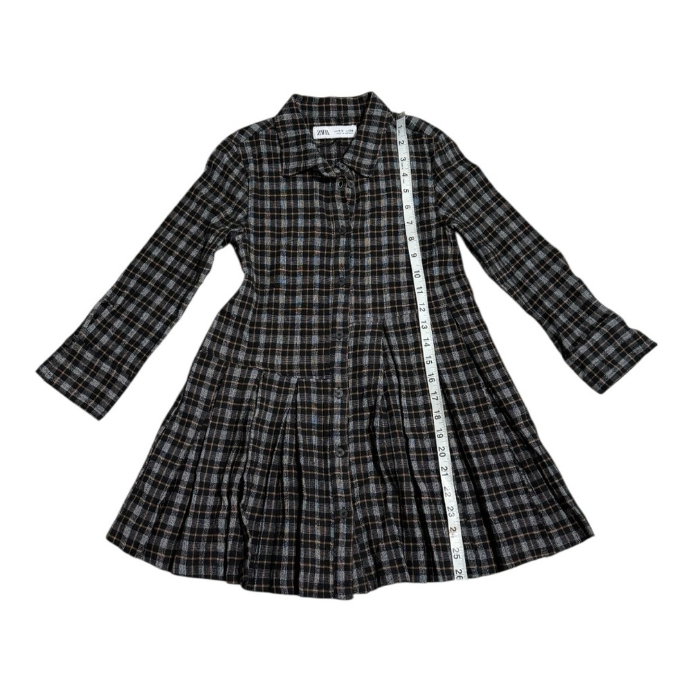 Zara Girls Plaid Shirt Dress Size 8–9 Flannel Button Front Long Sleeve Fall - Picture 4 of 10